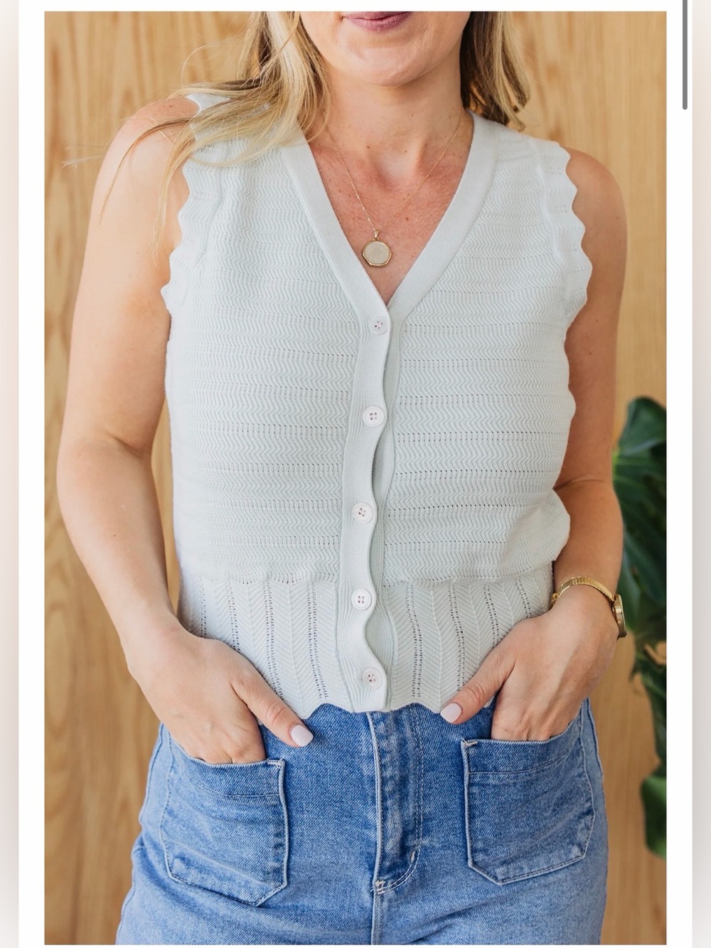 New With Tags Allie Rose Powder Blue Knit Top Sz M